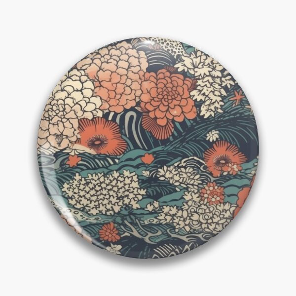 Item preview, Waves and Flowers Traditional Japanese Wagara Pattern  designed and sold by StudioTokyo.