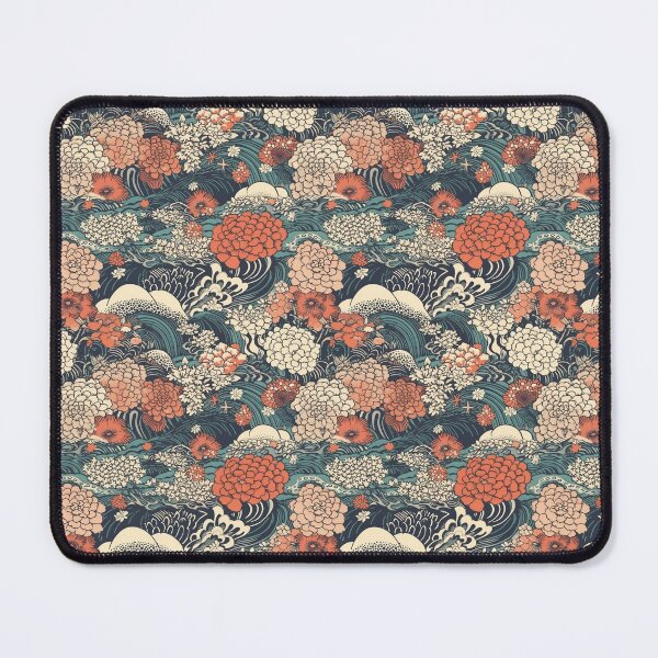 Item preview, Waves and Flowers Traditional Japanese Wagara Pattern  designed and sold by StudioTokyo.