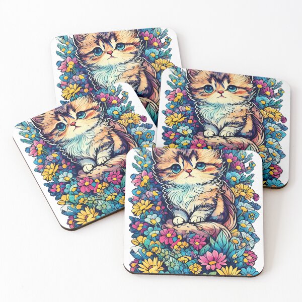 Item preview, Cute Kitten in Flower  designed and sold by VintageVib.