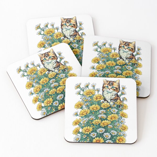 Item preview, Cute Kitten in Flowers designed and sold by VintageVib.