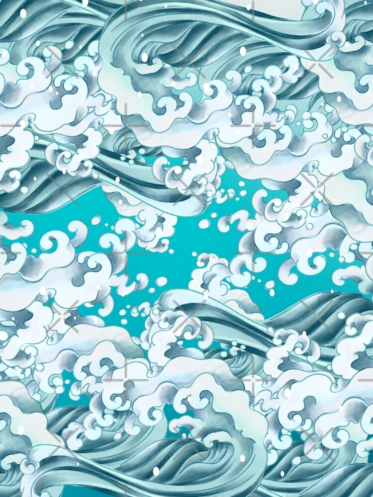 Aperçu 5 sur 5. Robe trapèze avec l'œuvre The Great Wave Of Pug Pattern créée et vendue par NoobsDesign.