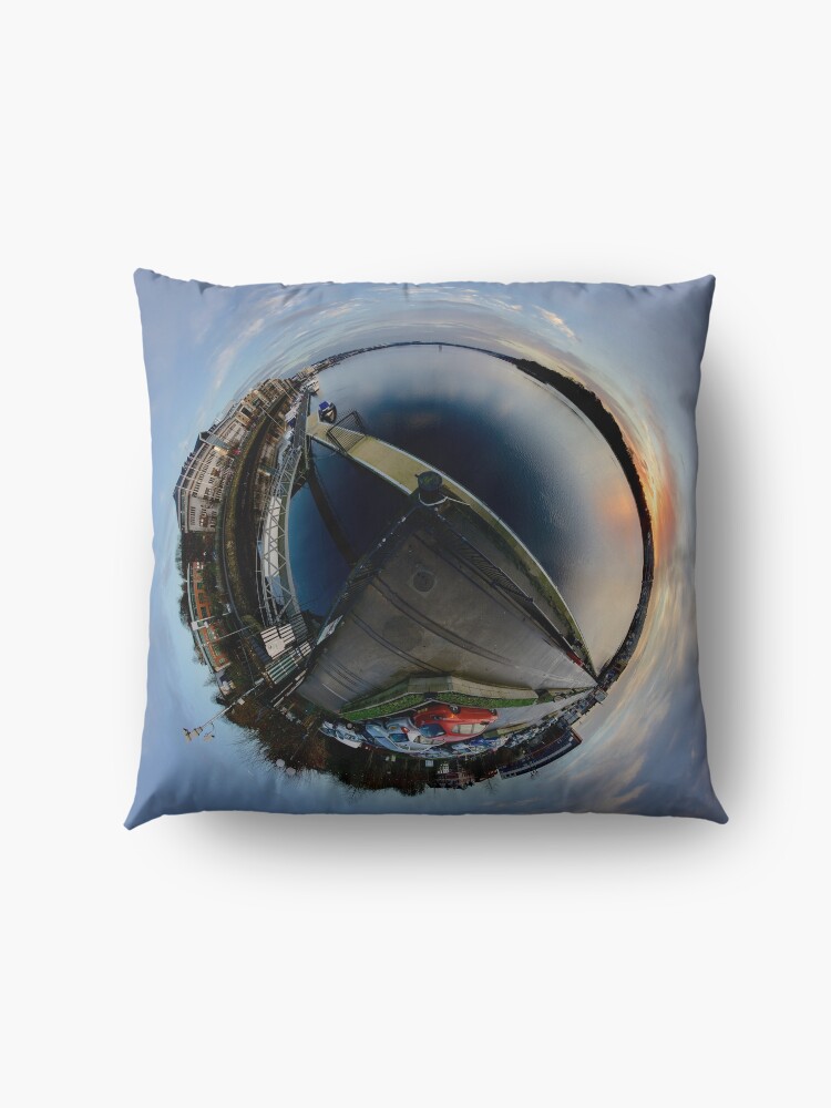 Alternate view of Foyle Marina at Dawn, Stereographic Floor Pillow