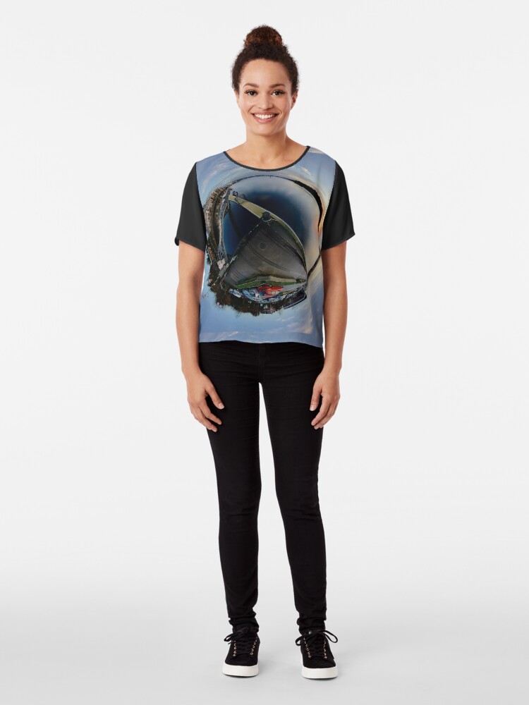 Alternate view of Foyle Marina at Dawn, Stereographic Chiffon Top