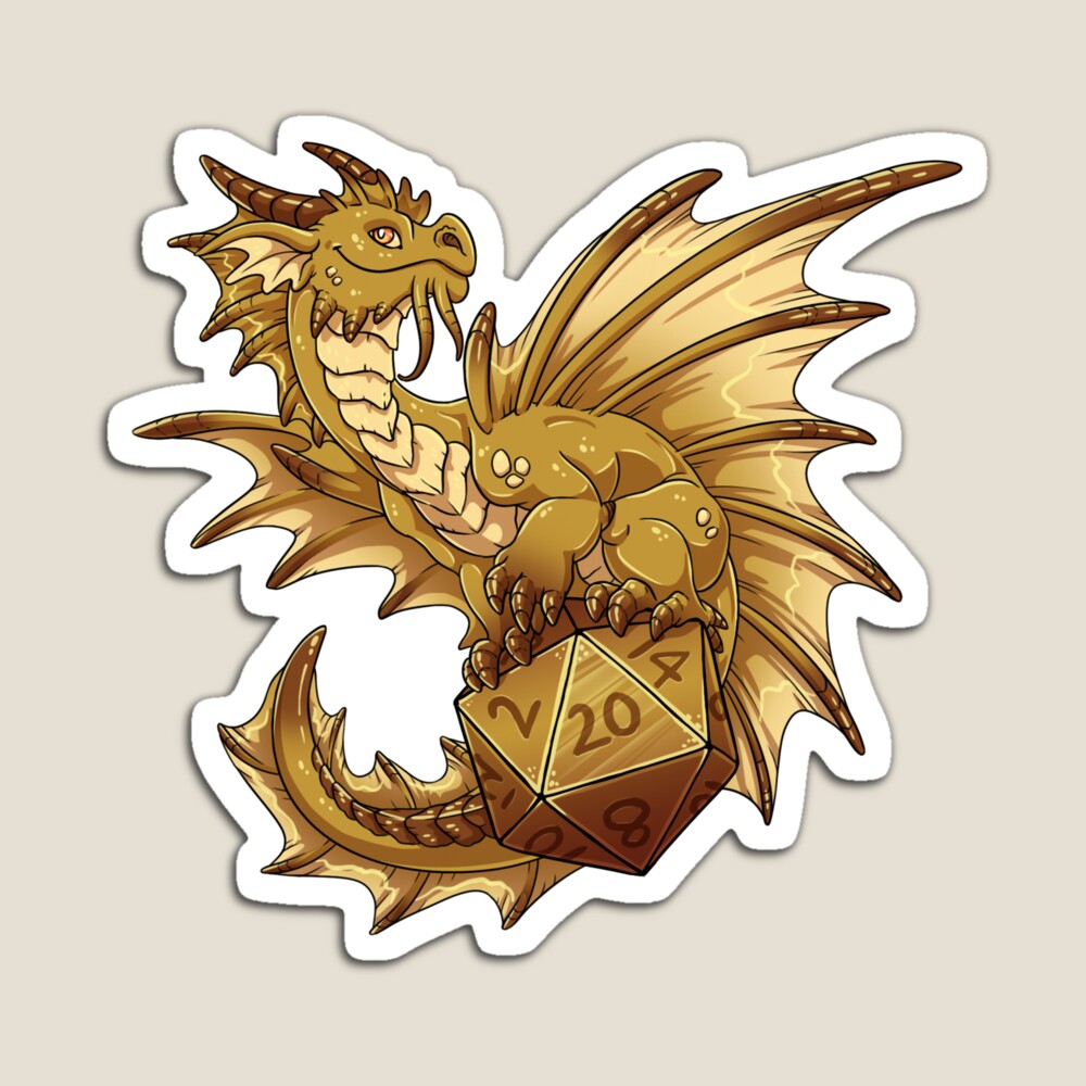 Gold Dragon Chibi Kiss-cut Stickers, Fantasy Stickers for Tabletop