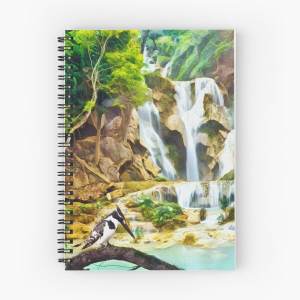 Item preview, Pied Kingfisher Bird At A Tropical Waterfall designed and sold by Heathermarie321.