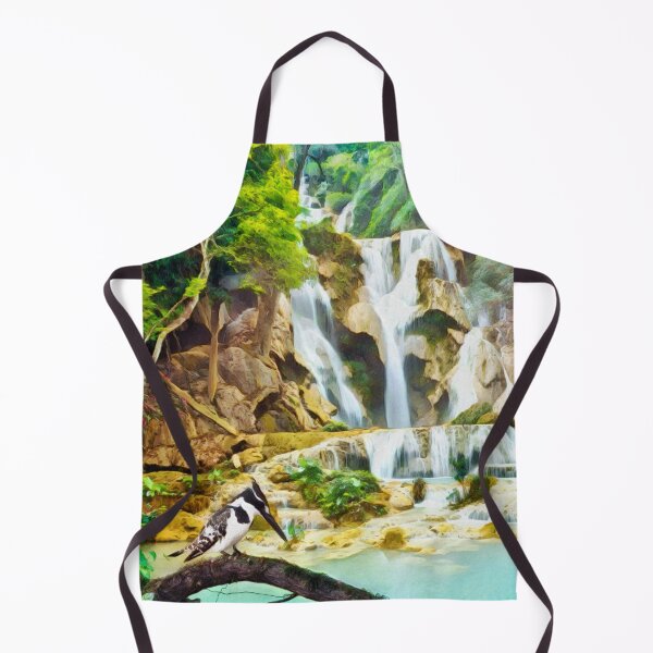 Item preview, Pied Kingfisher Bird At A Tropical Waterfall designed and sold by Heathermarie321.