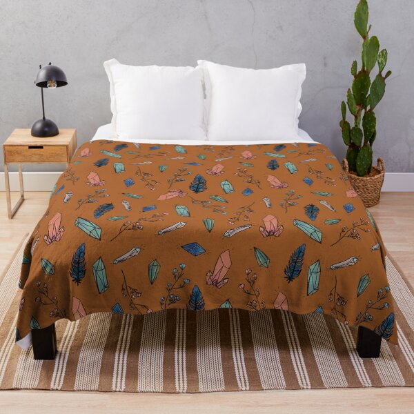 Item preview, Crystals and feathers boho pattern design designed and sold by DeLislesRT.