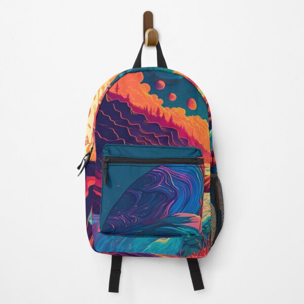 Item preview, Neon Sunset with Calm Waterfall River - Digital Art designed and sold by SnoopyTF.