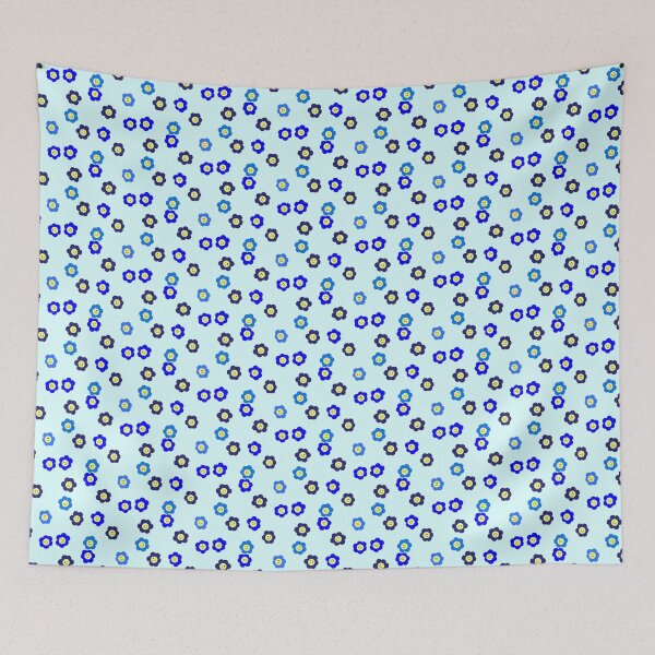 Item preview, Copy of Aesthetic Hippie Flowers Pattern with Smiley Faces (Blue Version) designed and sold by marisoltahuilan.