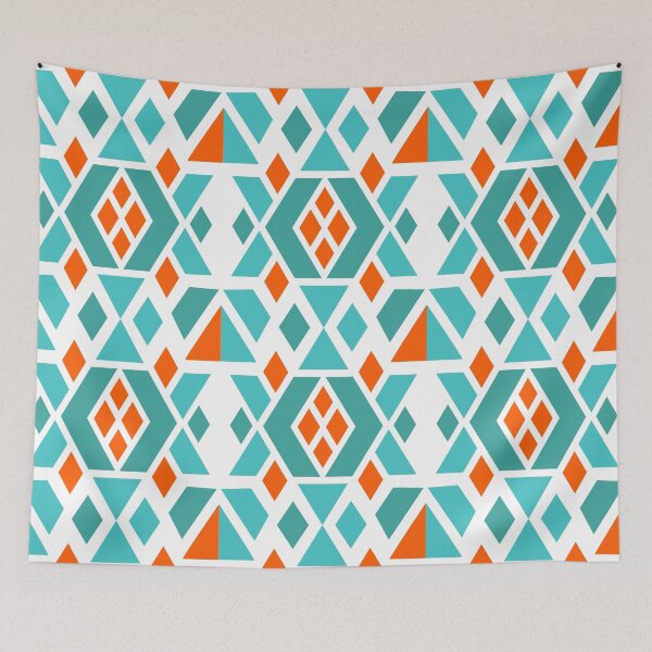 Item preview, Rhombus, Triangle, and Trapezoid - mint and orange designed and sold by LaBelleMaison.