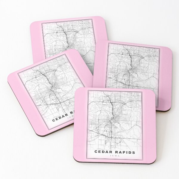 Item preview, Minimalist Pastel Pink Cedar Rapids Map designed and sold by Tamas Das.