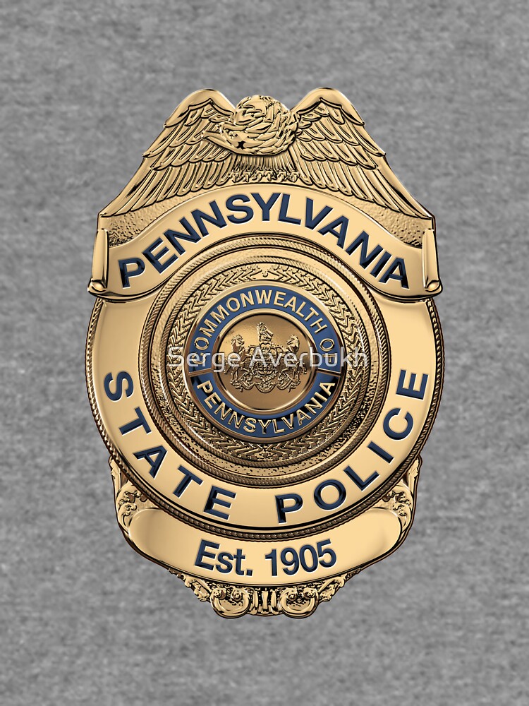 Pennsylvania State Police Psp Badge Over White Leather Lightweight