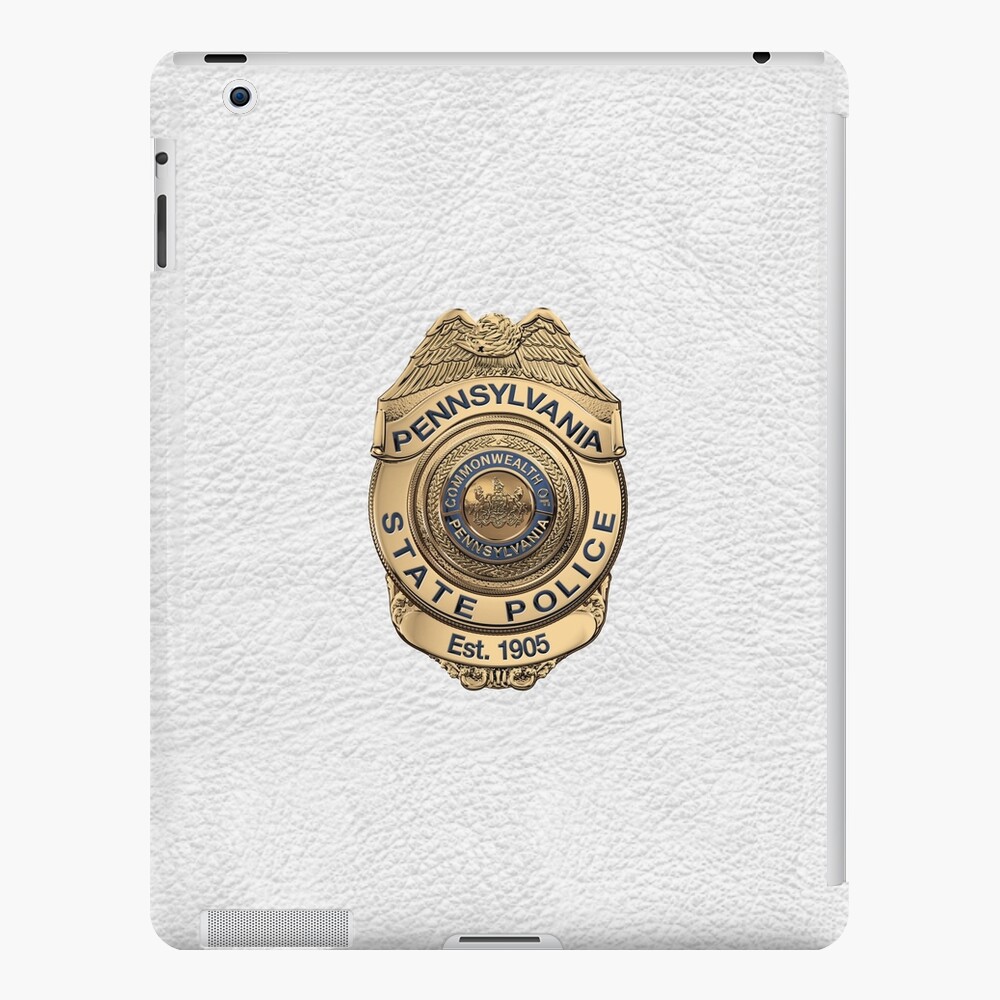 Pennsylvania State Police - PSP Badge over White Leather iPad