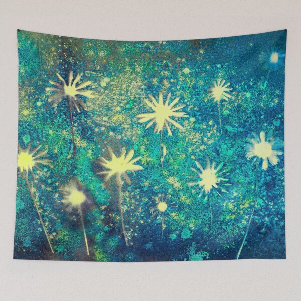 Item preview, Pretty Daisies in an Azure Sky, Cyanotype Print designed and sold by Redheadwonders.