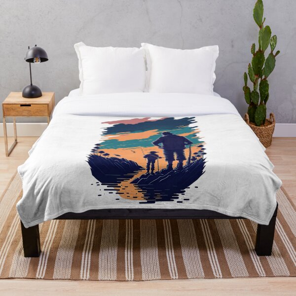 Aperçu de l'œuvre Père et fils pêchant au coucher du soleil - charmant vecteur Impression artistique créée et vendue par AndyNgn.