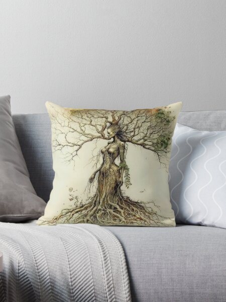 Vista previa del artículo con la obra «Sepia Tree Goddess Series, Dryad, Neutro, Relajado, Orientado a la izquierda. v1», diseñado y vendido por Emberoot.