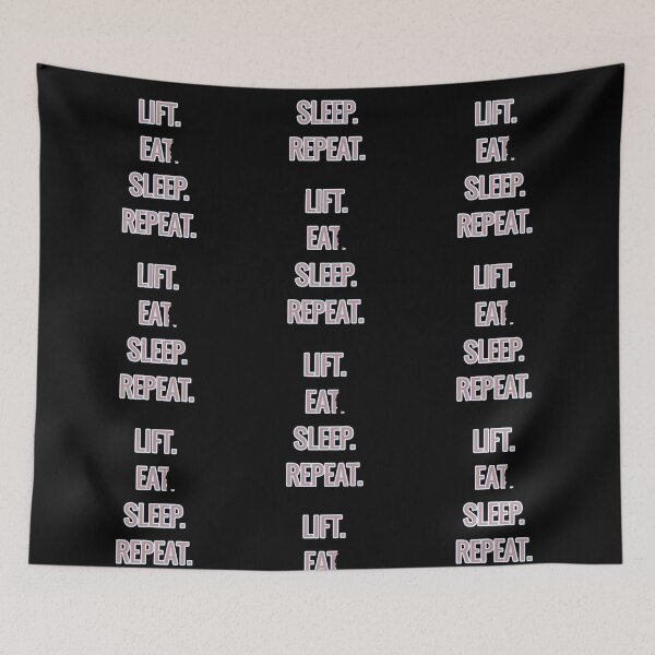 Item preview, Lift Eat Sleep Repeat Gym Slogan With Bite Out Of It designed and sold by Drawn By Hand Designs.