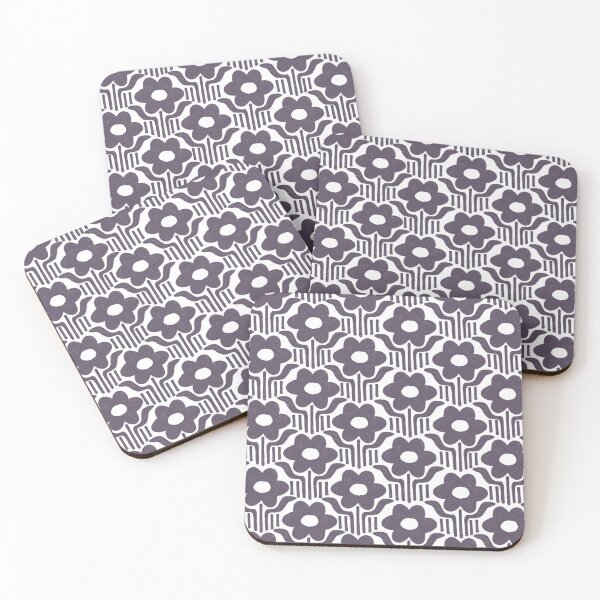Item preview, Floral moderno con rayas de margaritas moradas y blancas designed and sold by Erinhoffmann.