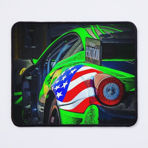 Item preview, Ferrari race car, green and American flag designed and sold by germaineburnet.
