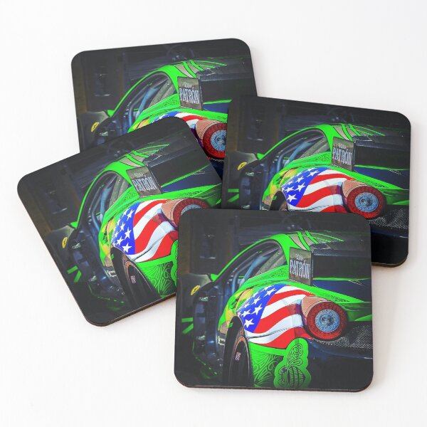 Item preview, Ferrari race car, green and American flag designed and sold by germaineburnet.