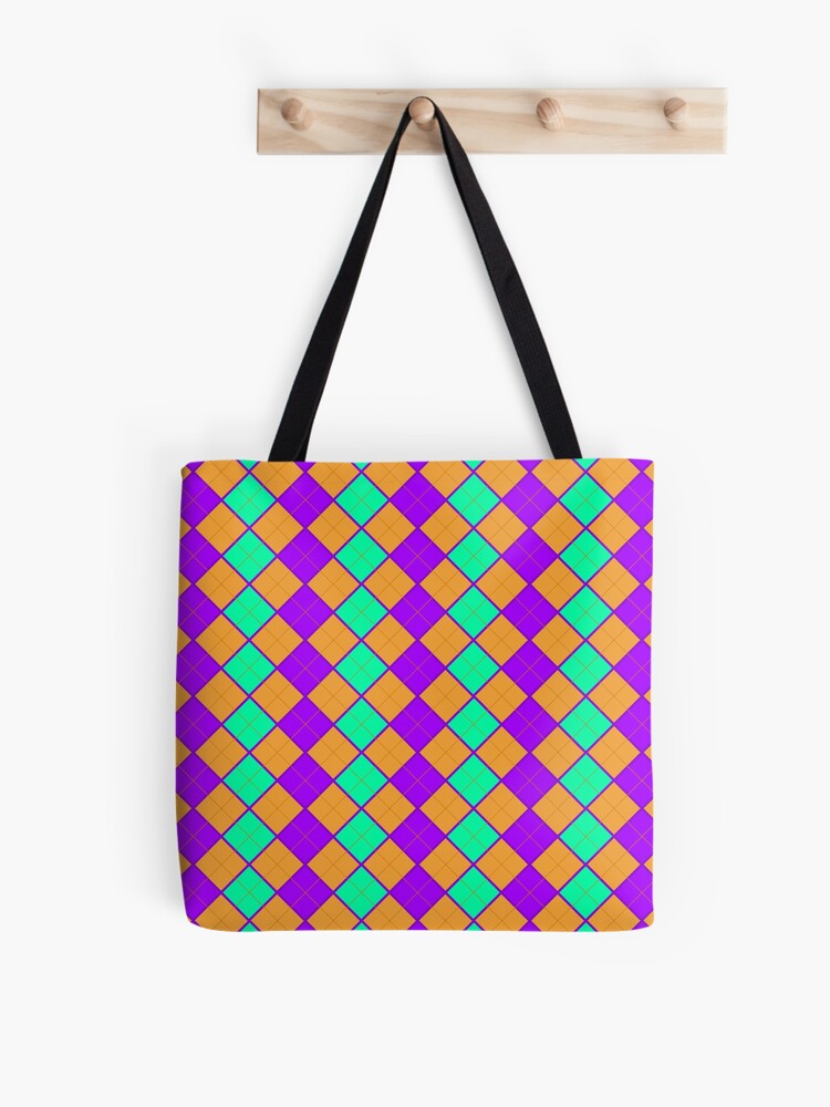 Argyle Detail Large Tote Bag Womens Gradient Shoulder Bag Stylish