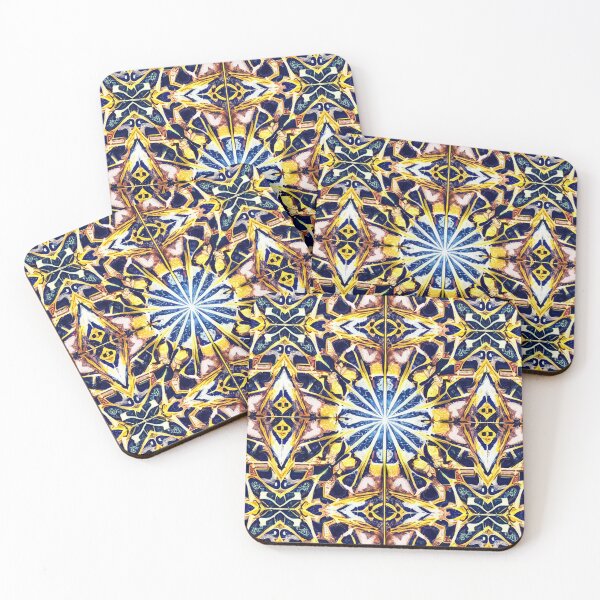 Artikelvorschau, Retro Tile Pattern Blue Shades with Yellow and White entworfen und verkauft von RetroTile.