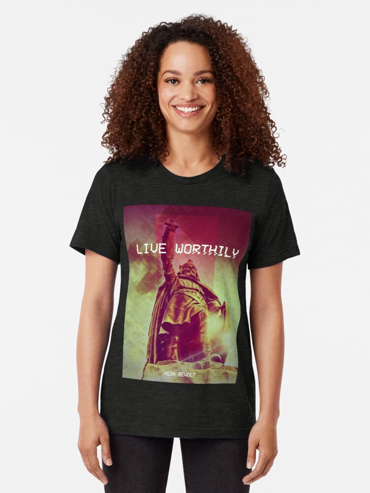 Alternate view of Live Worthily - Alfred the Great Tri-blend T-Shirt