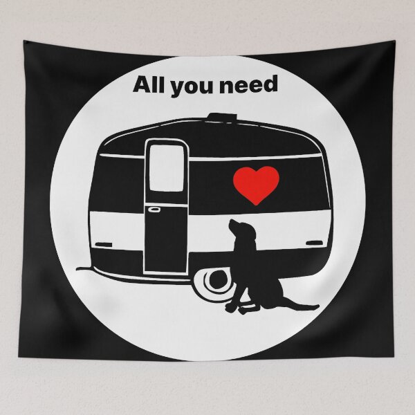 Item preview, ALL YOU NEED HEART DOG CARAVAN WHITE designed and sold by Marni Scofidio Desi9ns.