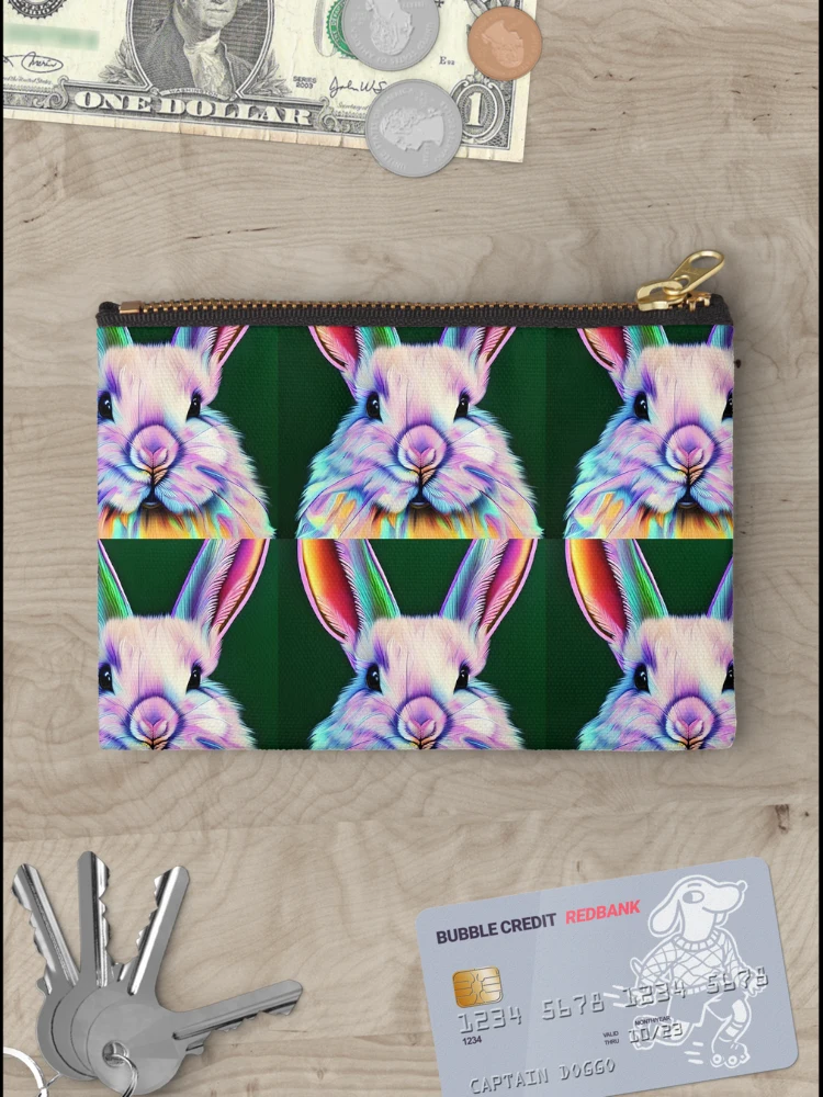 Thumbnail 3 of 4, Zipper Pouch, Rainbow Rabbit designed and sold by StrepckPatterns.
