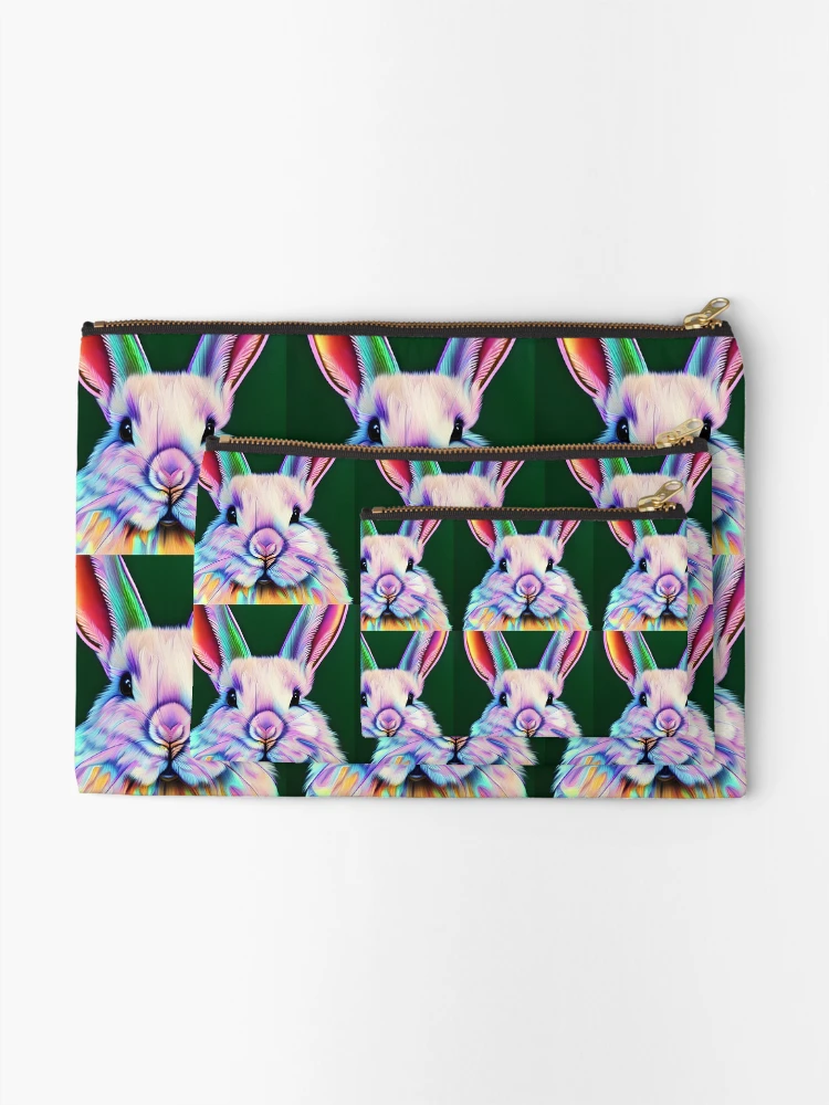 Thumbnail 2 of 4, Zipper Pouch, Rainbow Rabbit designed and sold by StrepckPatterns.