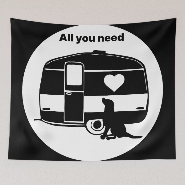 Item preview, ALL YOU NEED HEART DOG CARAVAN WHITE2 designed and sold by Marni Scofidio Desi9ns.