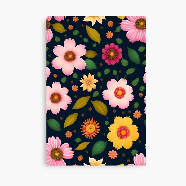 Flower and Leaves Pattern Canvas Print