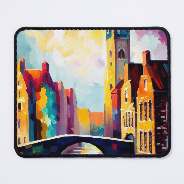 Artikelvorschau, Bruges Belgium Landscape | Palette Knife Oil Digital Painting entworfen und verkauft von VividViews.