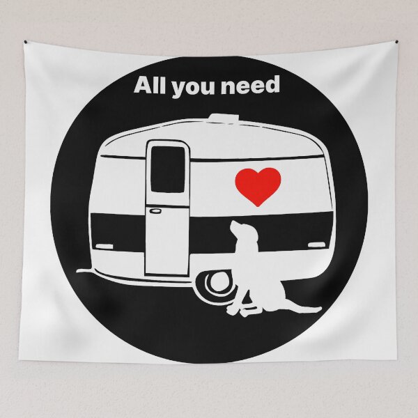 Item preview, ALL YOU NEED HEART DOG CARAVAN BLACK designed and sold by Marni Scofidio Desi9ns.