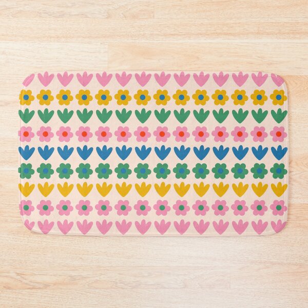 Item preview, Spring Flower Stripes Cute and Cheerful Floral Pattern 2 Pink Blue Green Mustard Yellow designed and sold by kierkegaard.