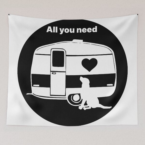 Item preview, ALL YOU NEED HEART DOG CARAVAN BLACK2 designed and sold by Marni Scofidio Desi9ns.