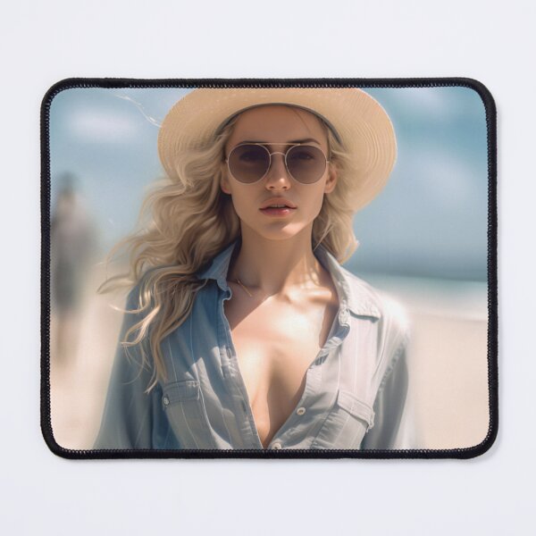 Item preview, Beautiful blonde walking on the beach  designed and sold by AIArtShopPro.