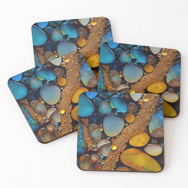 Item preview, Pointillism seaglass golden streams abstract designed and sold by Piotrek0001.