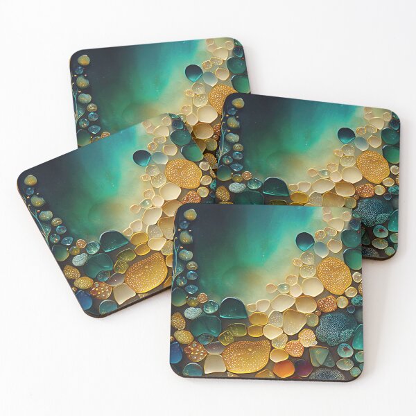 Item preview, Pointillism seaglass golden streams abstract designed and sold by Piotrek0001.