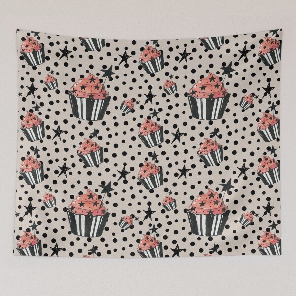 Item preview, Polka Dots Cupcake Beige and Black Party Spotted Pattern designed and sold by SoccaTamam.
