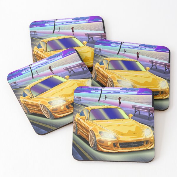 Item preview, Vaporwave Sunset Beach Honda S2000 Roadster  designed and sold by JDM Guyvit.
