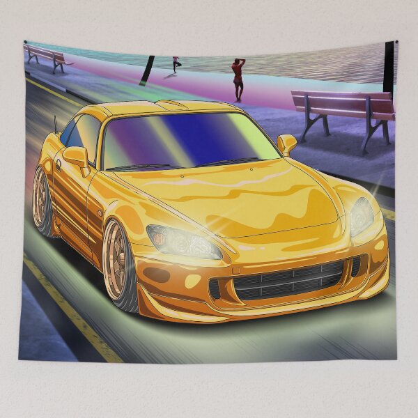 Item preview, Vaporwave Sunset Beach Honda S2000 Roadster  designed and sold by JDM Guyvit.