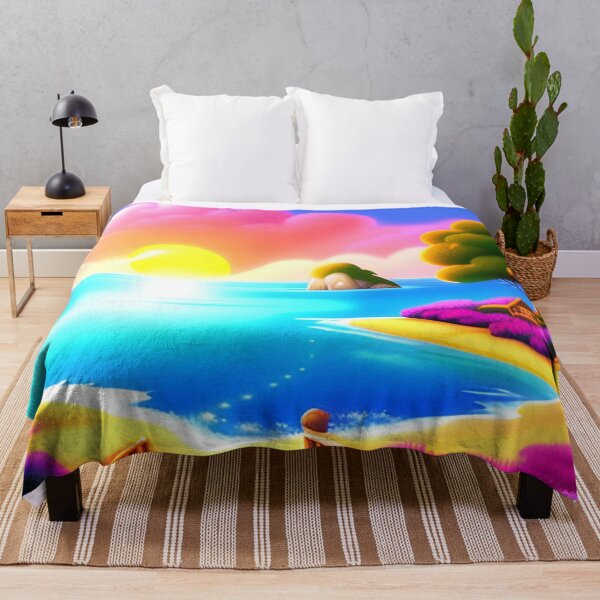 Item preview, Beach Sunset Fantasy in Cartoon Style with a Pink Paradise Mountain designed and sold by stylishdzign.