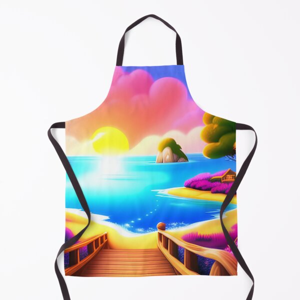 Item preview, Beach Sunset Fantasy in Cartoon Style with a Pink Paradise Mountain designed and sold by stylishdzign.