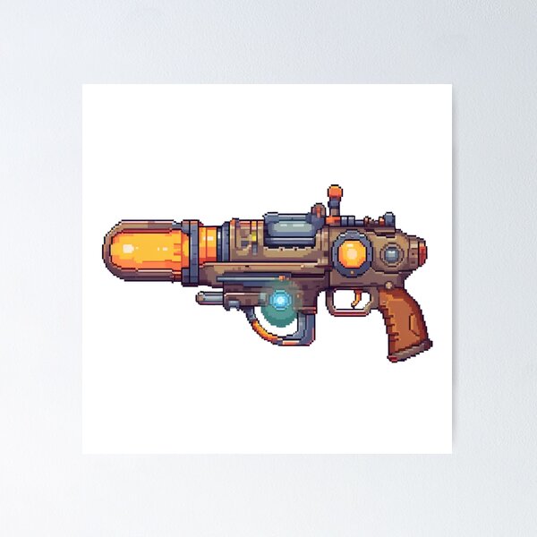 Pixel art Gun Beam. Pixelated futuristic gun. futuristic alien