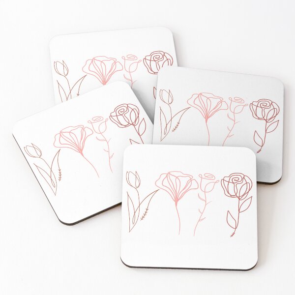 Item preview, Minimal outline red flowers designed and sold by Pixtela ..
