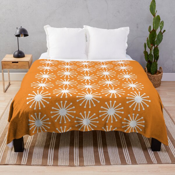 Item preview, Mid Century Molecules Center Stripe Retro Atomic Pattern Orange and White designed and sold by kierkegaard.