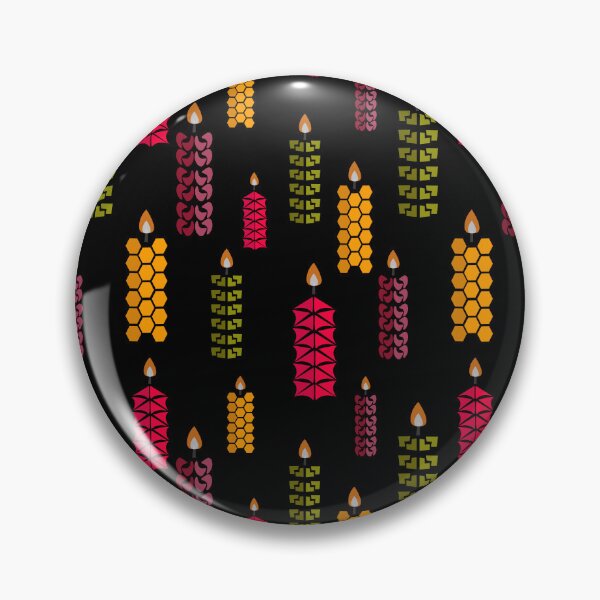 Item preview, pattern colored stylized candles on a black designed and sold by YuYuKoroleva.