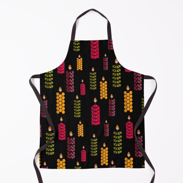 Item preview, pattern colored stylized candles on a black designed and sold by YuYuKoroleva.