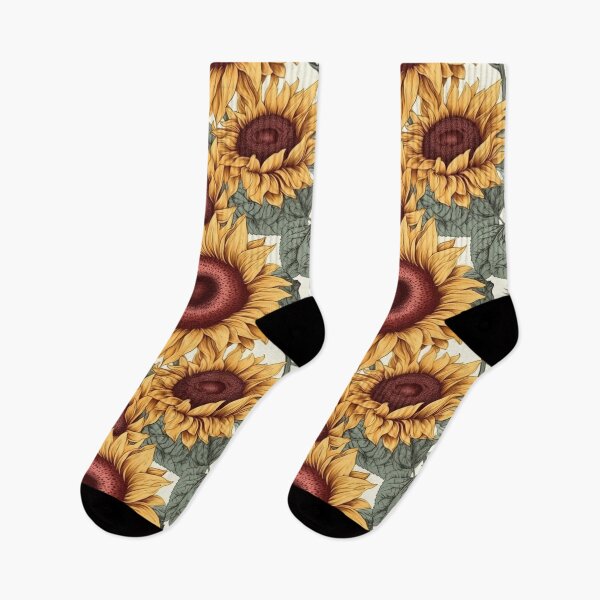 Item preview, Radiant Vintage Sunflowers: Hand-Drawn, Vivid, and Sunny on a Crisp White Canvas designed and sold by EndlessTextures.